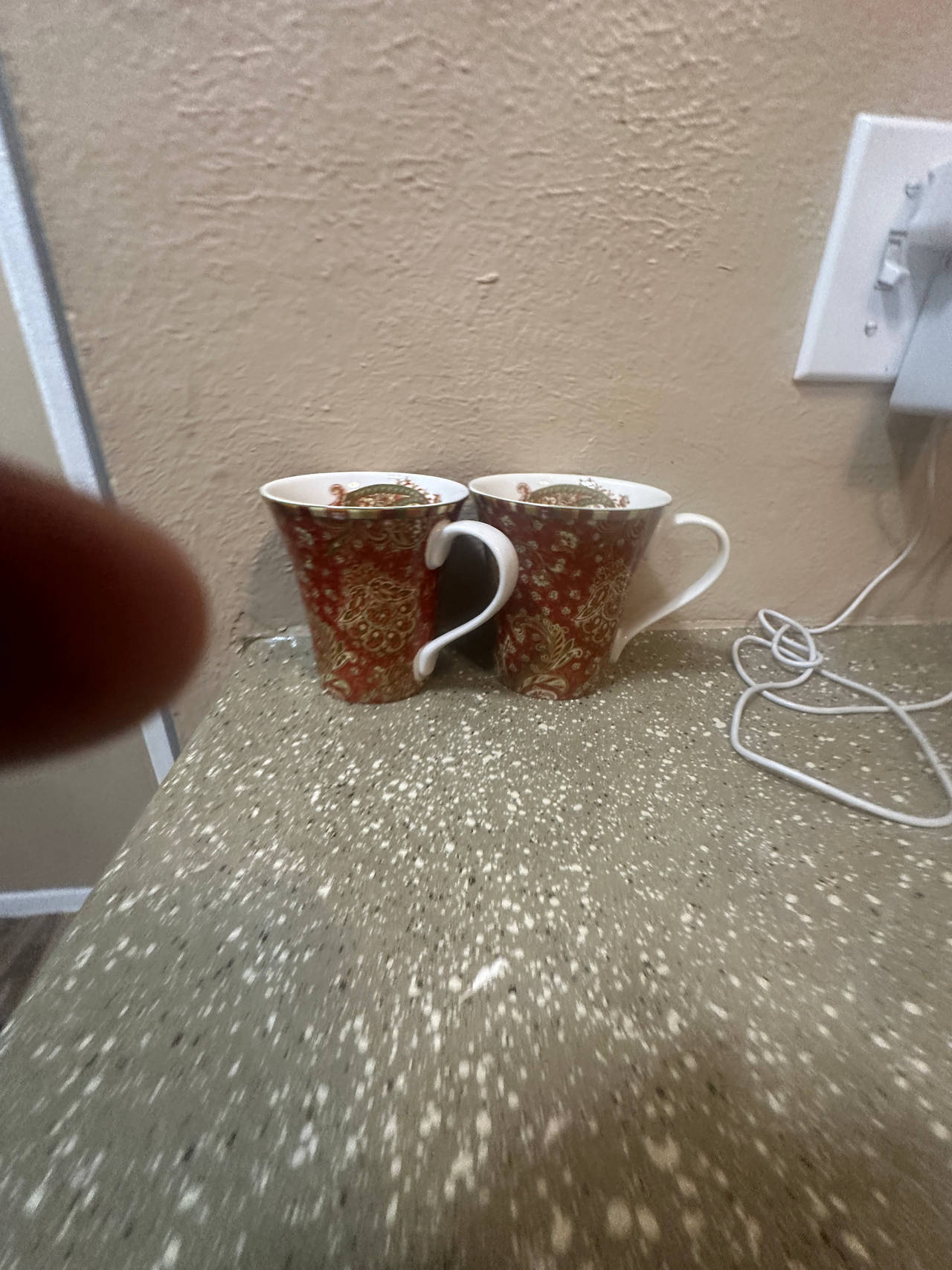 222 Fifth Maharana Red Paisley Mug Set of 2 Fine China 10oz Coffee Tea Cups