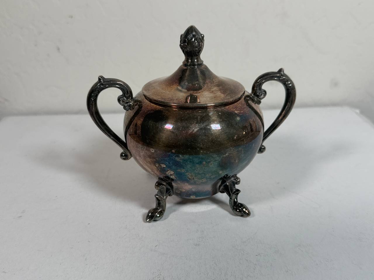Vintage Silver Plated Footed Sugar Bowl with Lid