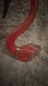 Murano Style Art Glass Flamingo Red Clear Aventurine Gold Fleck Hand Blown Bird - Image 5