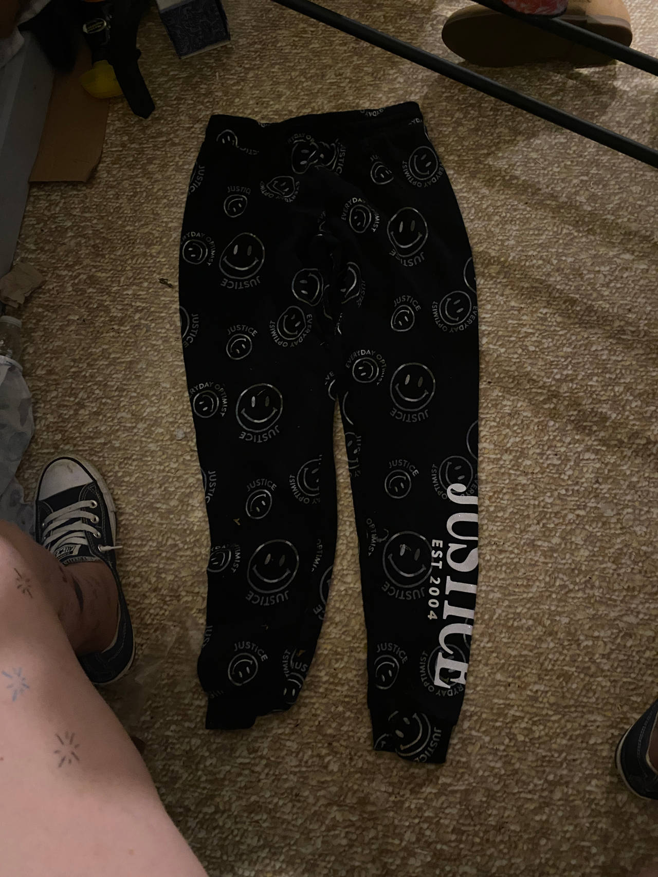 Justice Girls' Smiley Face Jogger Sweatpants