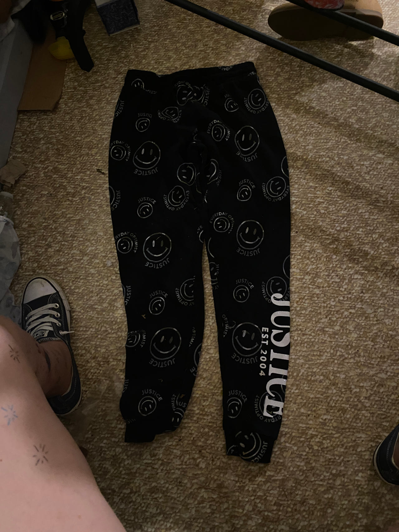 Justice Girls' Smiley Face Jogger Sweatpants