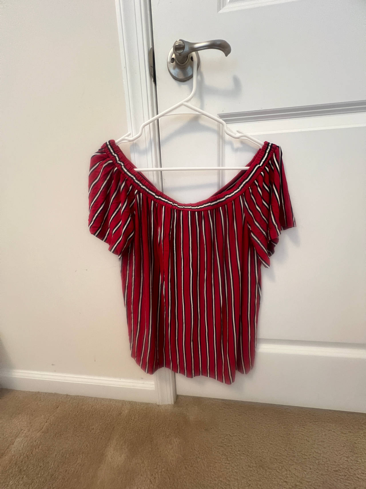 Off-the-Shoulder Striped Blouse