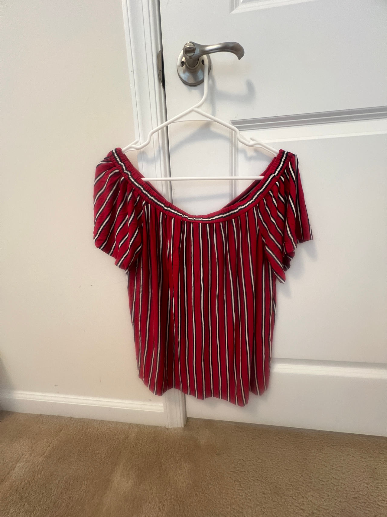 Off-the-Shoulder Striped Blouse