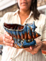 Vintage Nautical Drip Glaze Shell Dolphin Planter - Image 2