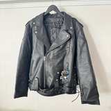 Men's Real Leather Biker Jacket with Belt and Side Laces - 4XL - Image 1