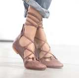 Free People Lace-Up Ballet Flats Brown - Image 1