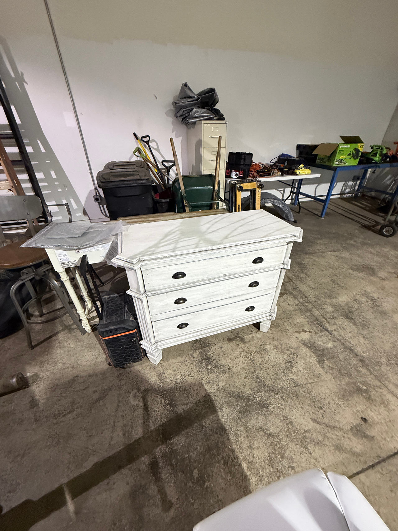 3-Drawer Distressed White Dresser