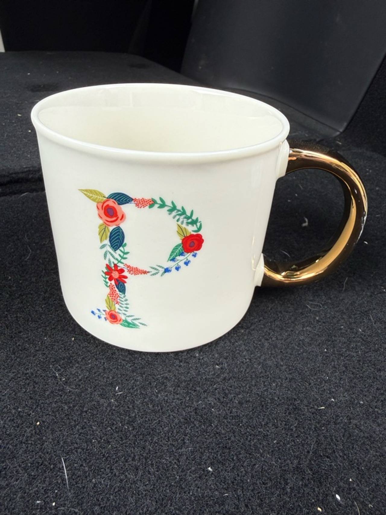 Opalhouse Monogram Coffee Mug Letter P Gold Handle