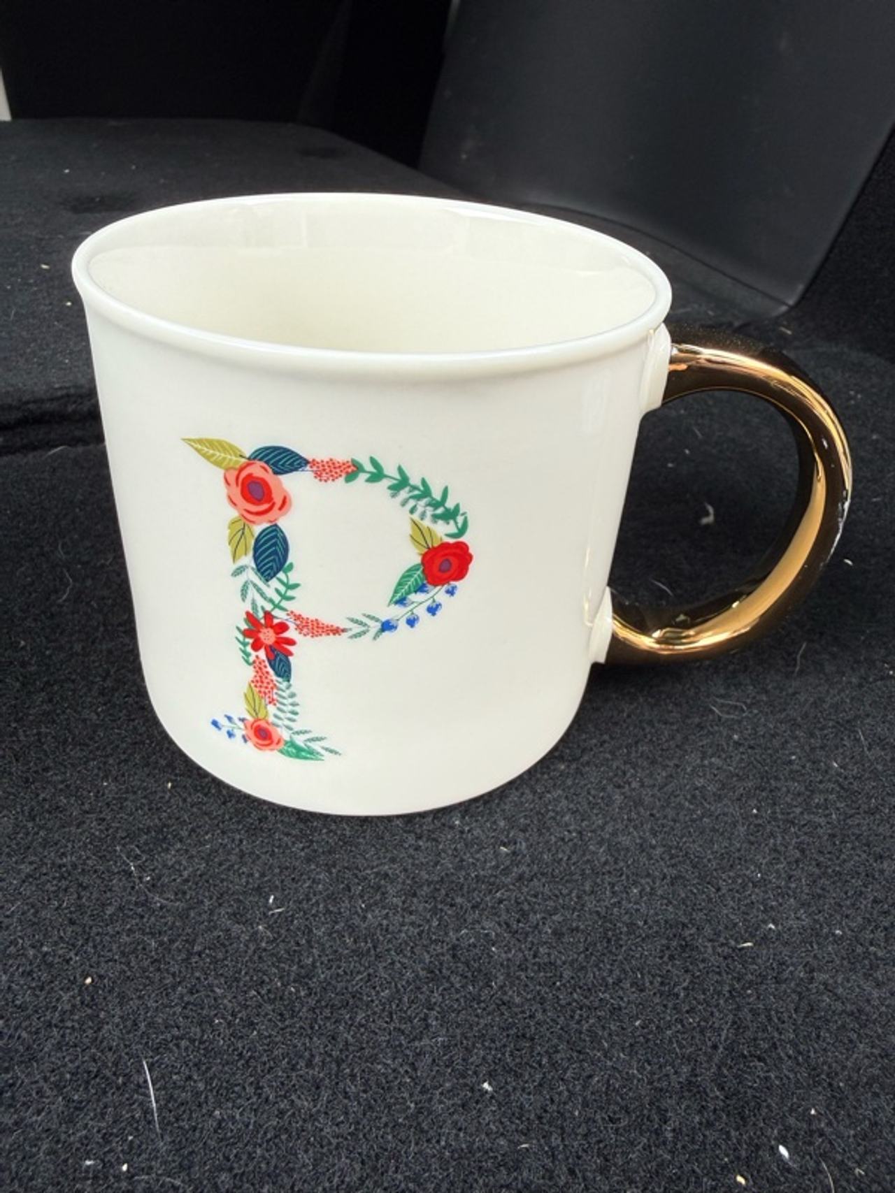 Opalhouse Monogram Coffee Mug Letter P Gold Handle