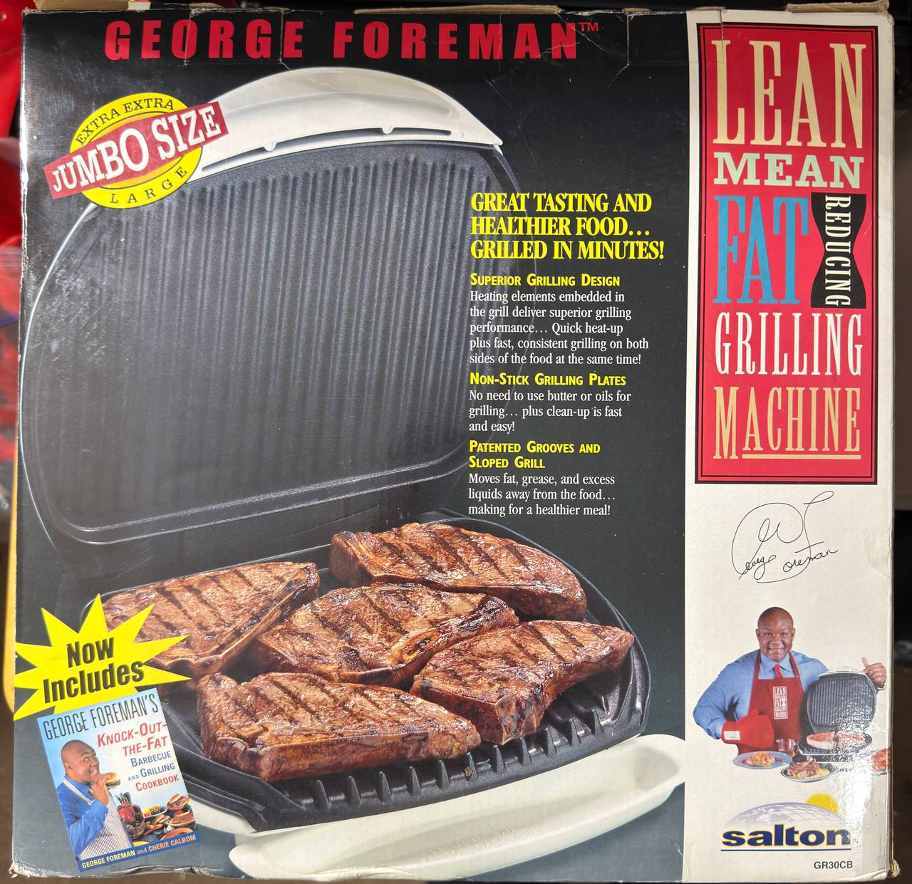 George Foreman Jumbo Size Lean Mean Fat Reducing Grilling Machine