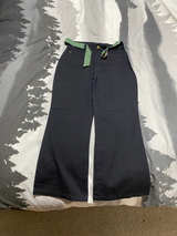 Wide Leg Black Pants with Green Belt - Image 1