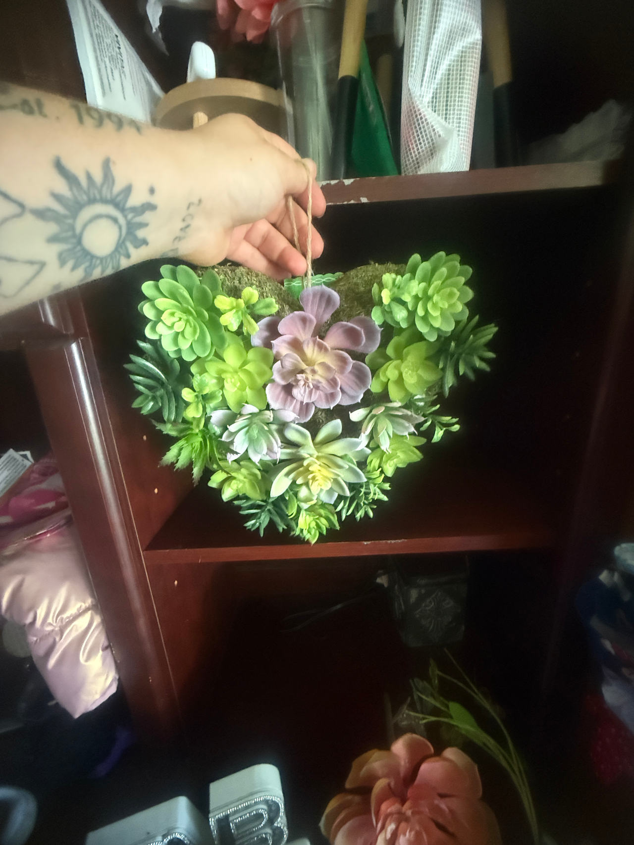 Artificial Succulent Heart Wreath
