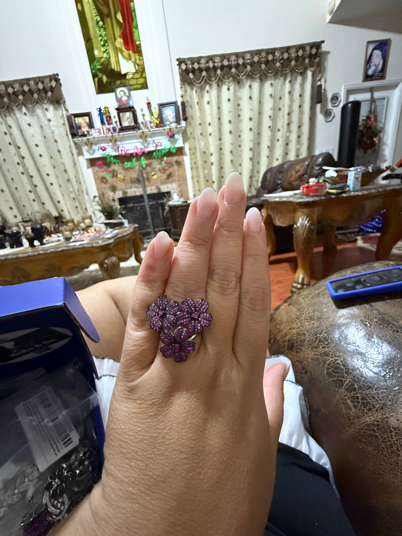 Purple Flower Statement Ring