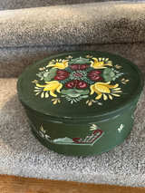 Vintage Rosemaling Hand Painted Metal Tin - Image 1