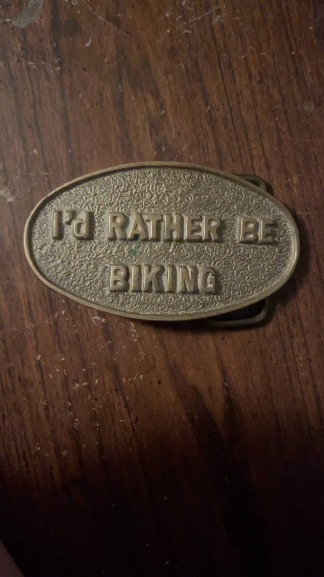 Vintage Solid Brass "I'd Rather Be Hunting" Belt Buckle