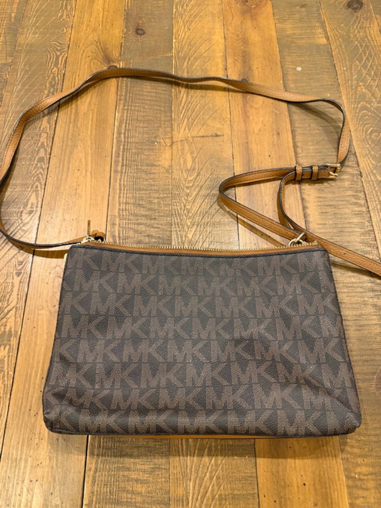 Michael Kors Jet Set Travel Double Zip Gusset Crossbody Bag – Brown