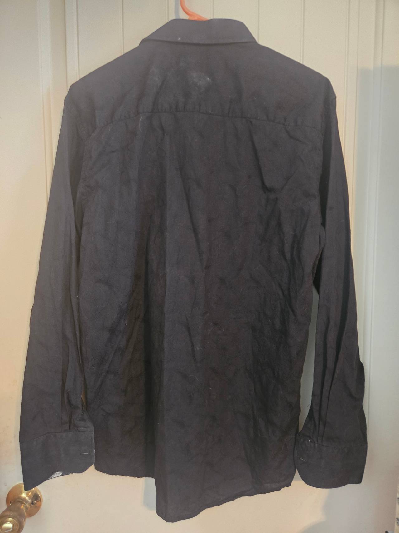 Cesari Men's Black Textured Button Down Shirt