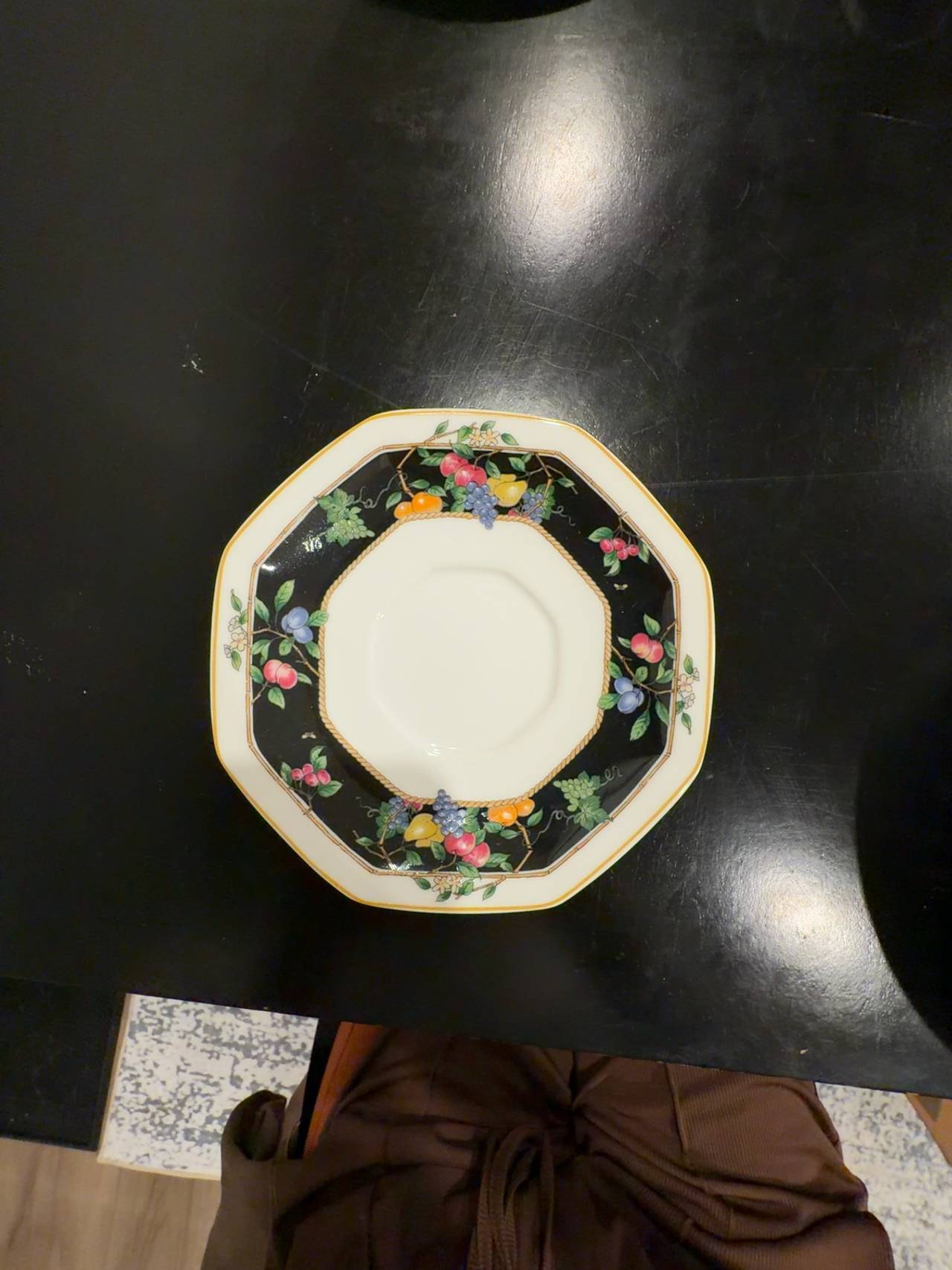 Christopher Stuart Orchard Park Black Octagonal Salad Plate