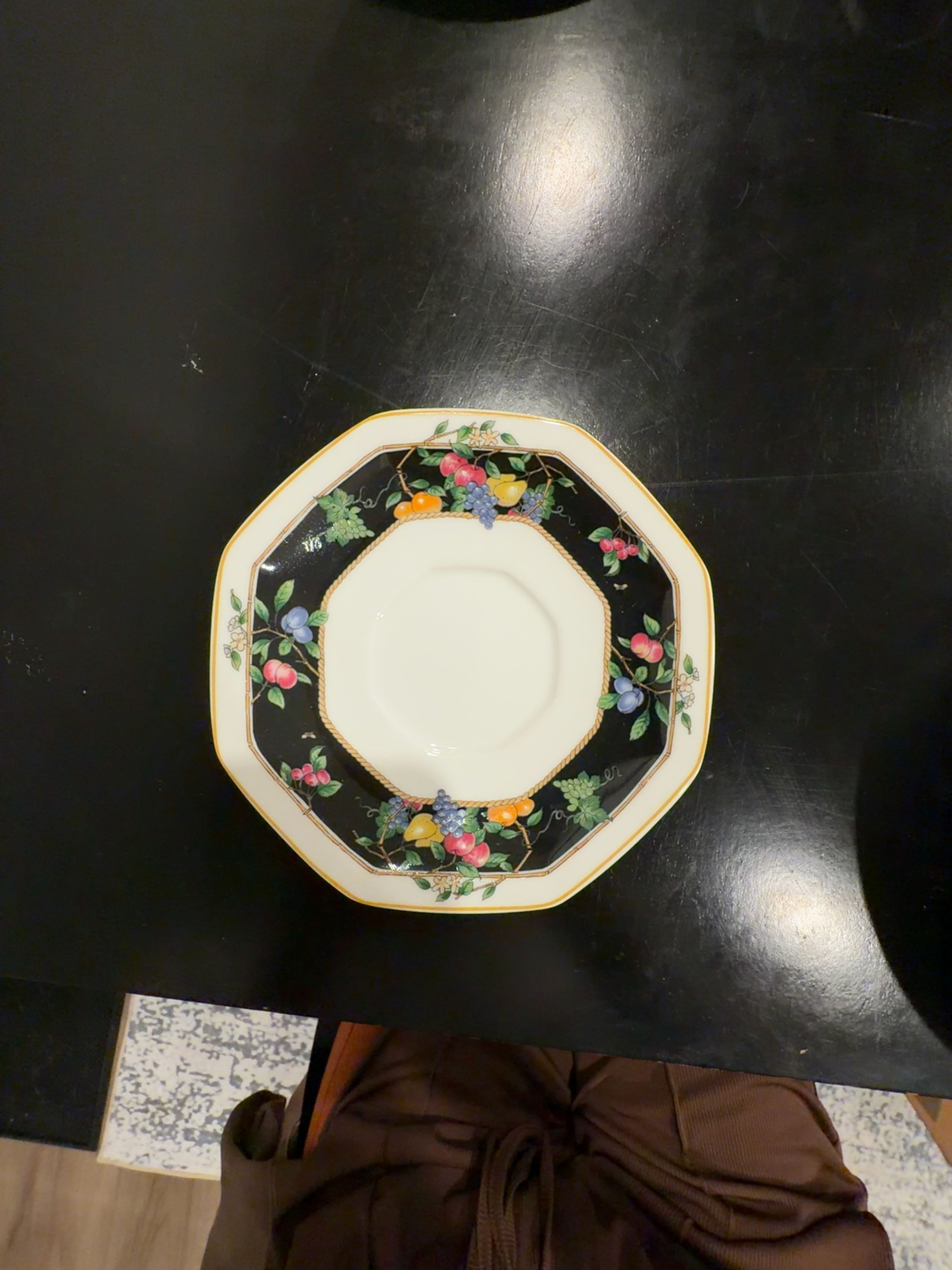 Christopher Stuart Orchard Park Black Octagonal Salad Plate