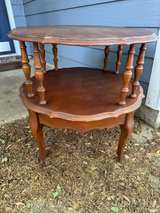 Vintage 2-Tier Scalloped Wood Side Table - Image 4