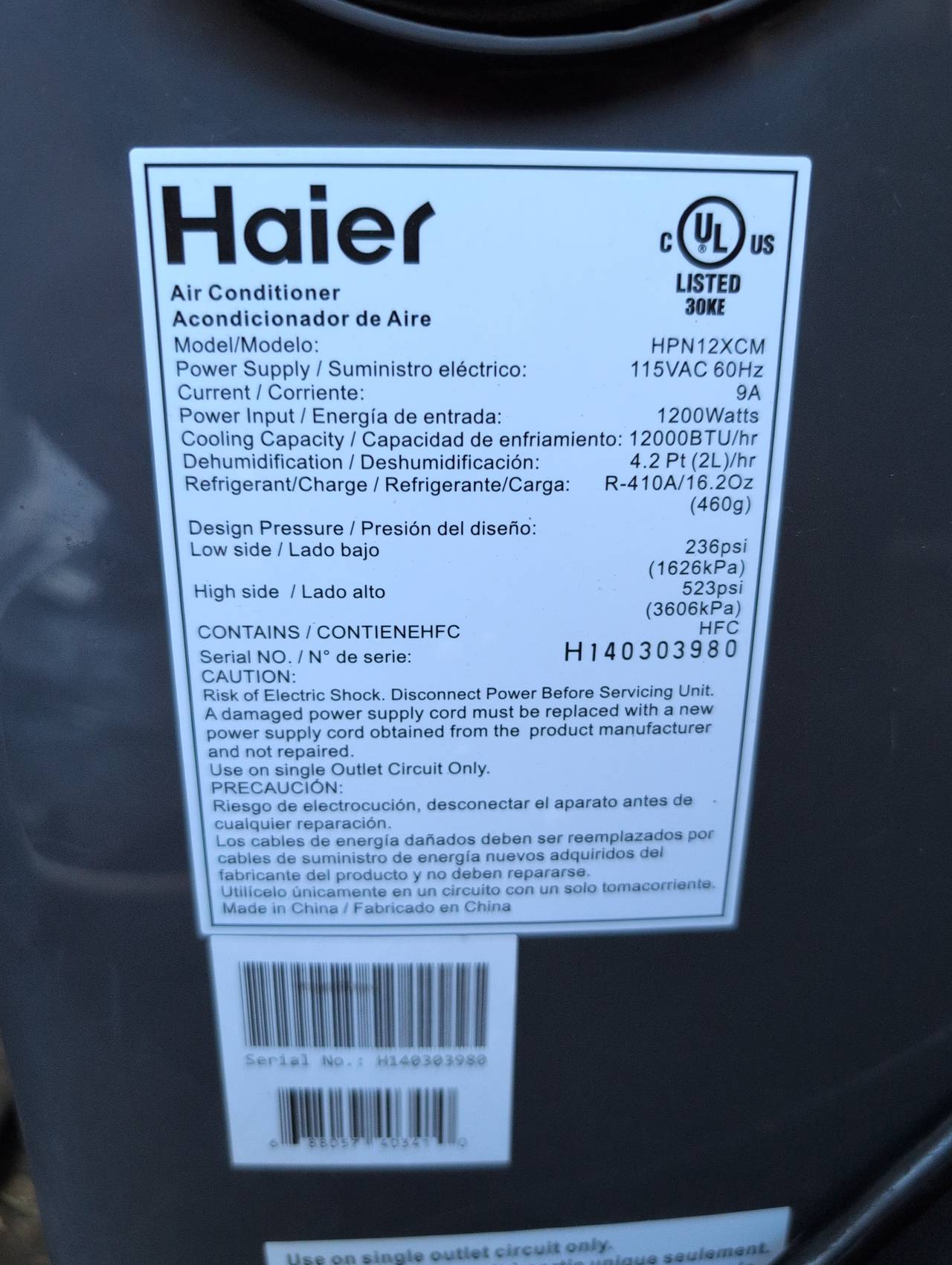 Haier Portable Air Conditioner