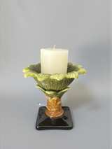 Ceramic Palm Leaf Pillar Candle Holder - Image 1