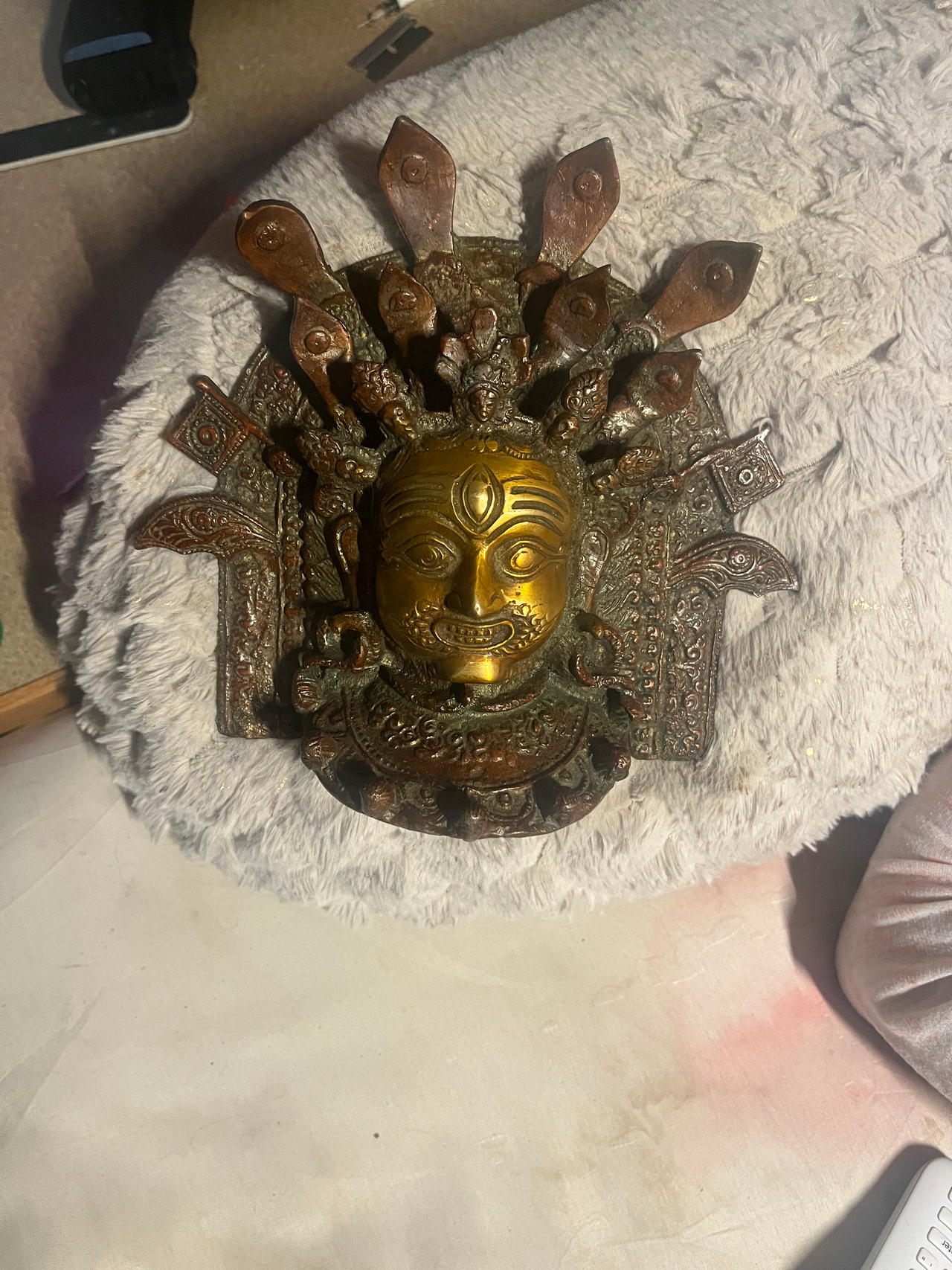 Vintage Nepalese Brass Bhairab Mask