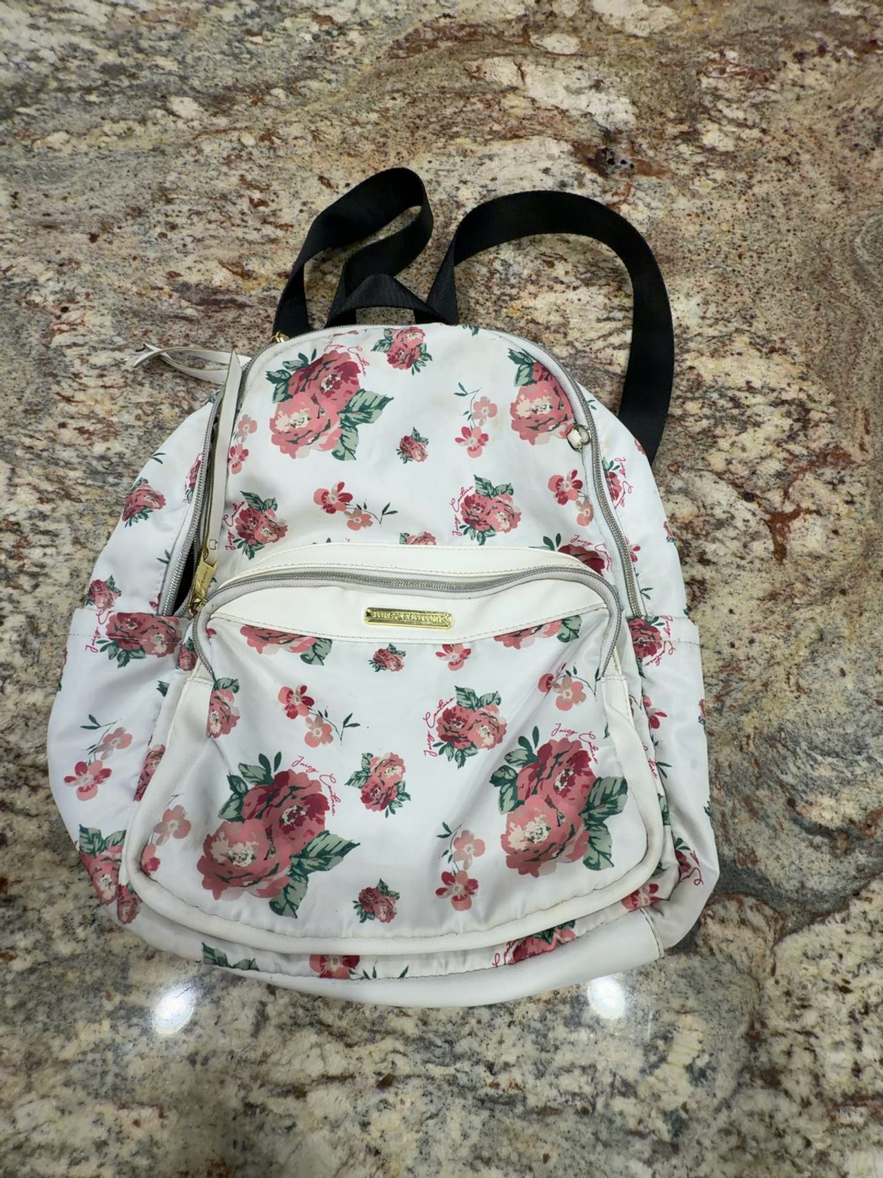 Juicy Couture Floral Backpack White/Red Roses
