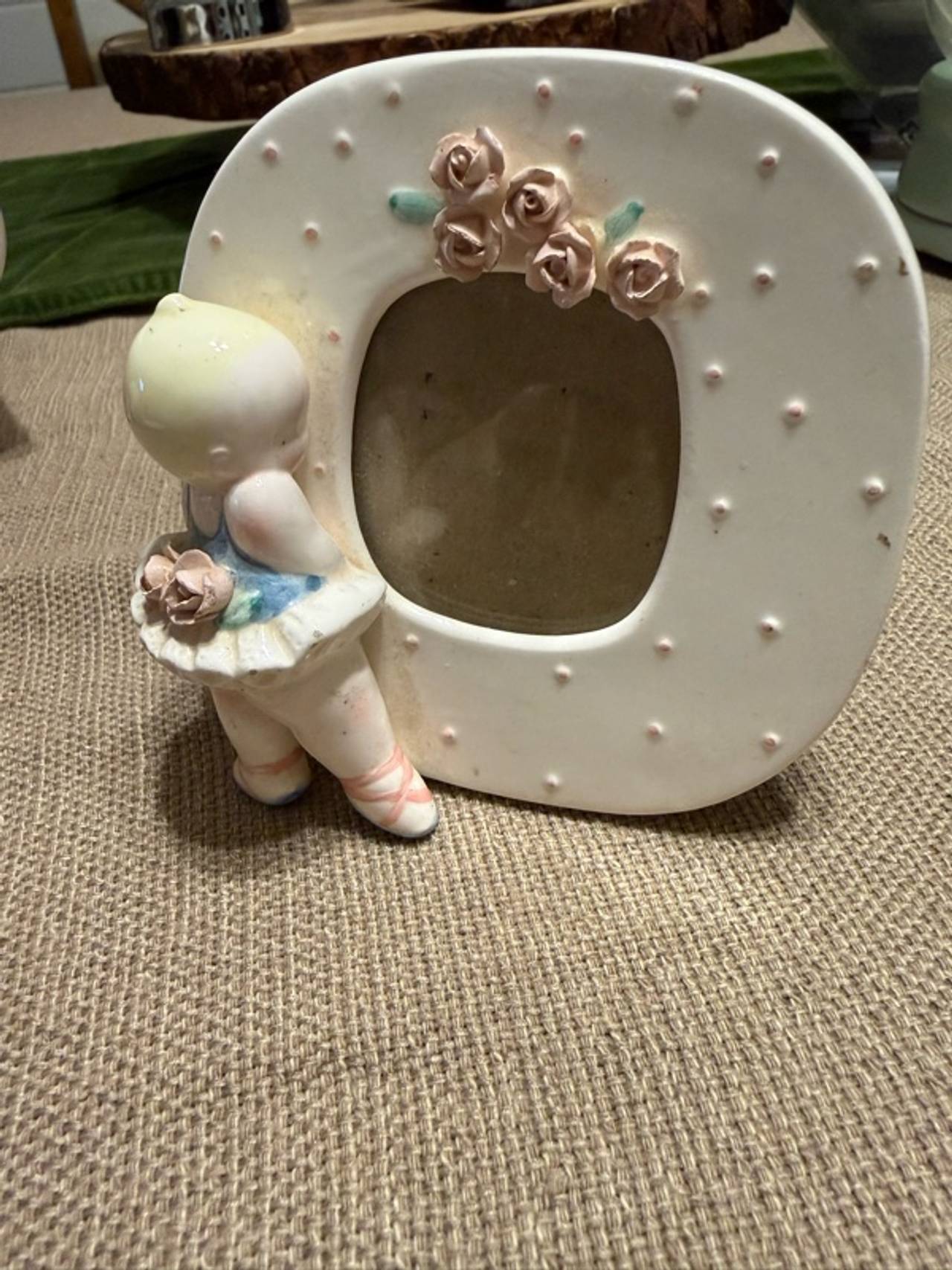 Vintage Ceramic Ballerina Picture Frame
