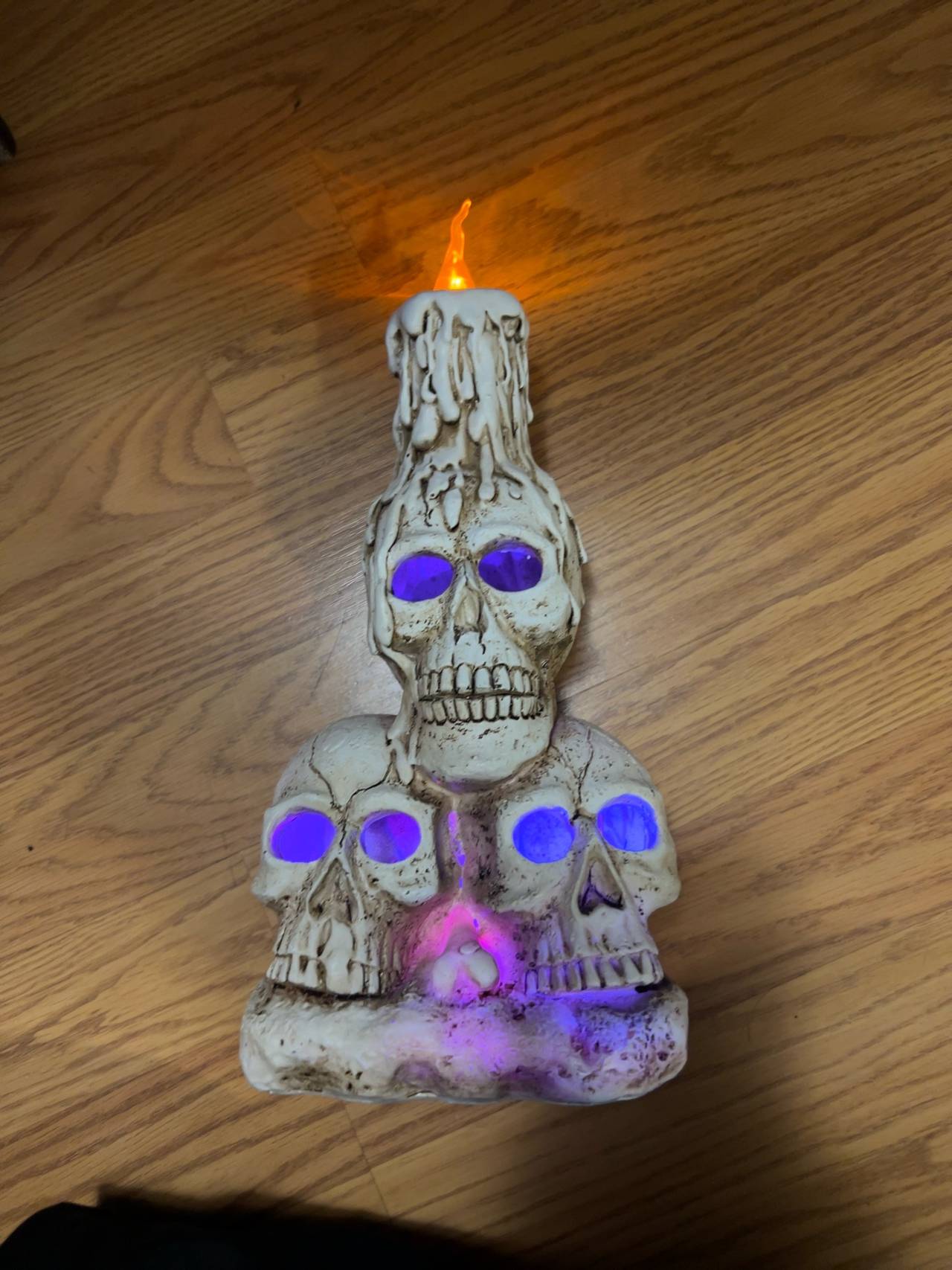 Skull Candle Holder with Lighted LEDs