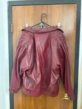 Men's Burgundy Faux Leather Jacket - Image 4