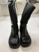 Steve Madden Women’s Black Leather Moto Engineer Boots Mid Calf Lug Sole Size 6 - Image 2