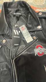 The Wild Collective Ohio State Buckeyes Vegan Leather Moto Jacket - Image 8