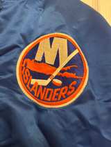 Starter New York Islanders Satin Bomber Jacket Blue Large - Image 7