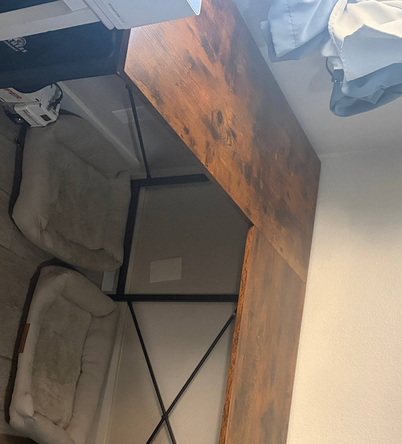 Rustic L-Shaped Computer Desk with Rolling Cabinet