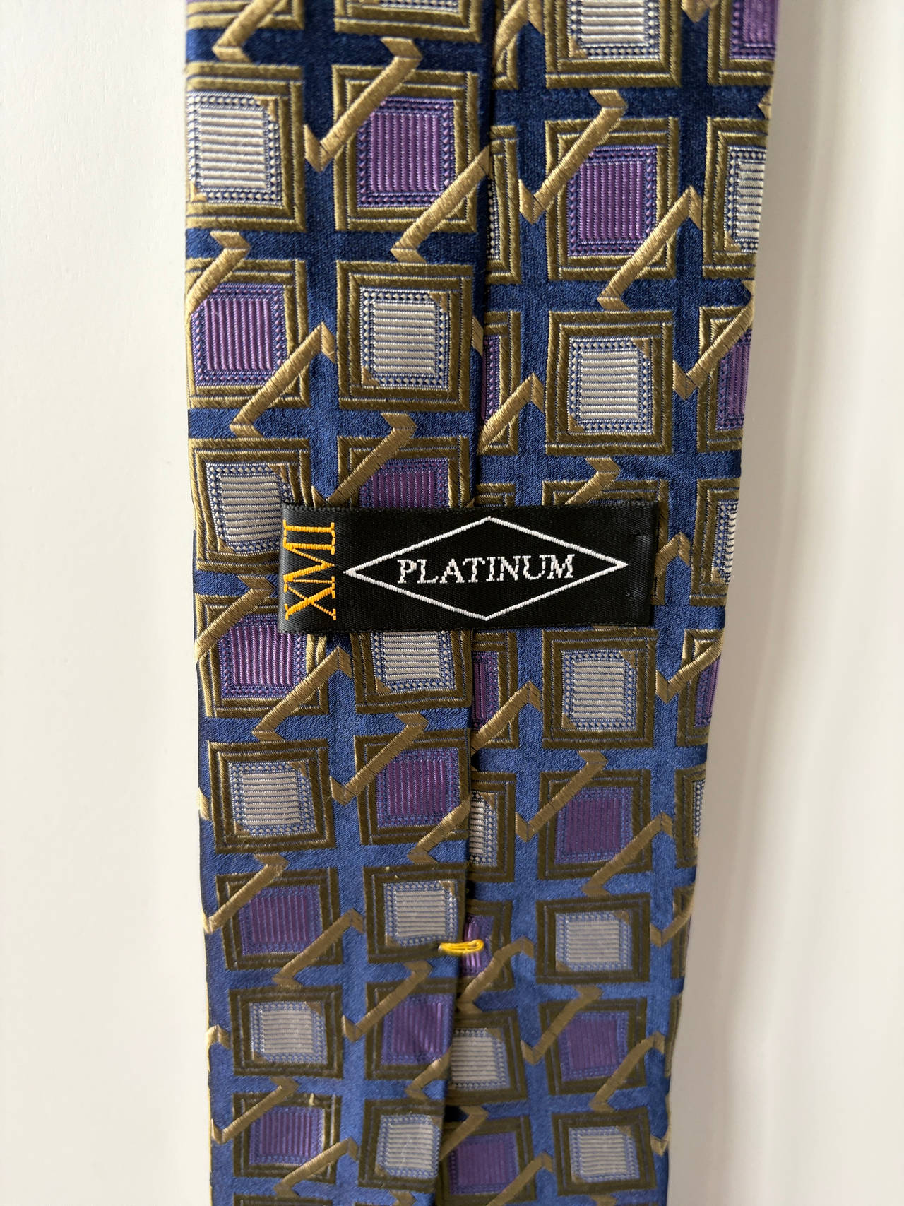 XMI Platinum Geometric Silk Tie