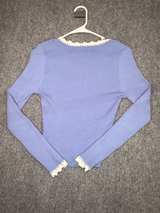 Scalloped Trim Ribbed Long Sleeve Top - Image 3