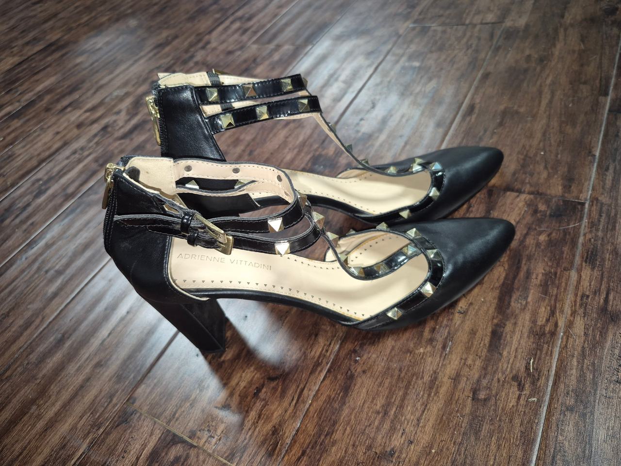 Adrienne Vittadini Studded T-Strap Pumps