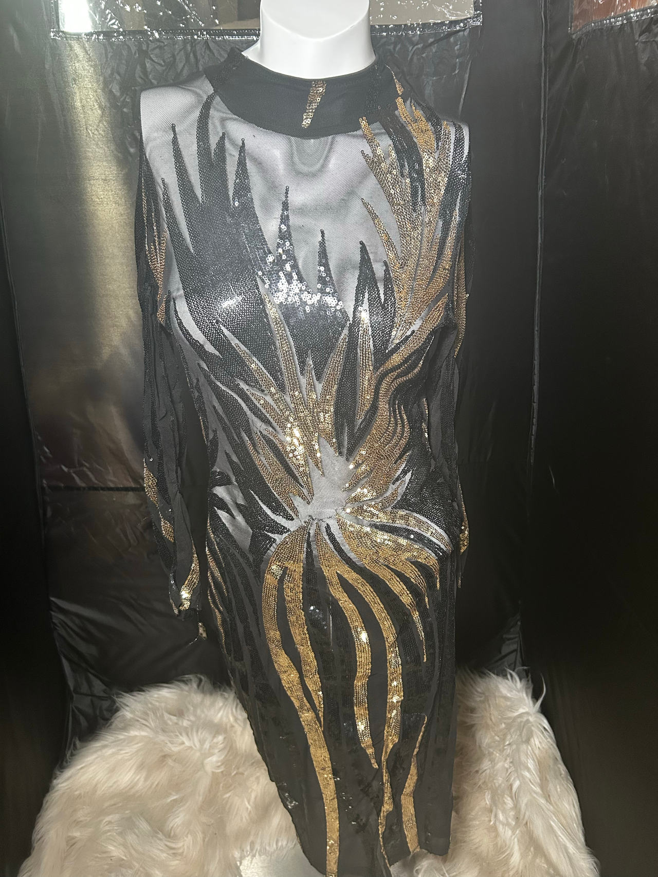 Sequin Mesh Cocktail Dress