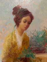 John Adamos Manol "Flower Vendor" Oil Painting - Image 3