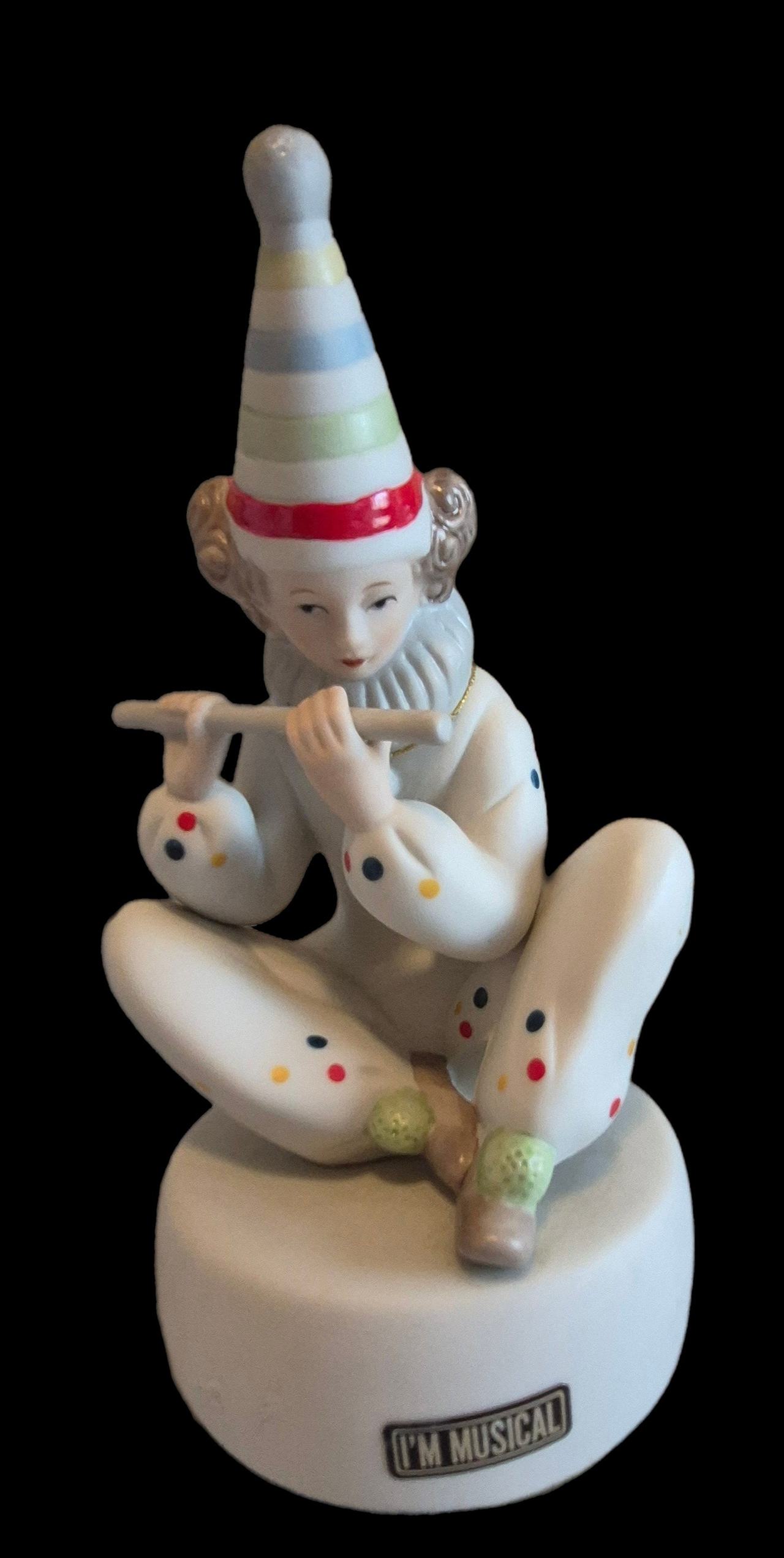 Lladro Clown with Flute Musical Figurine