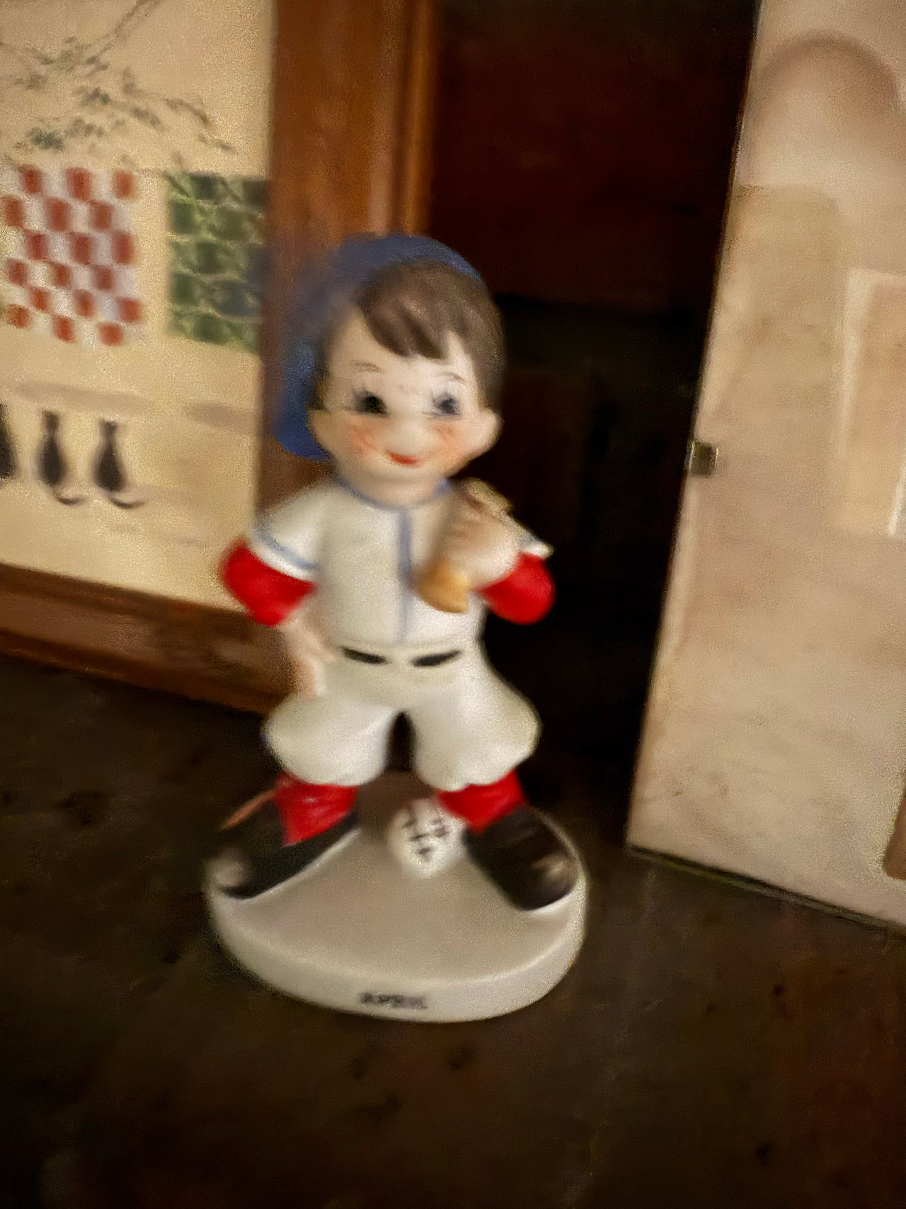 Josef Originals April Birthday Boy Baseball Figurine