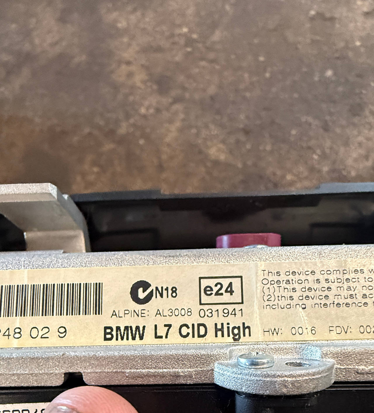 Genuine BMW 8.8" L7 CID High Screen 9292248