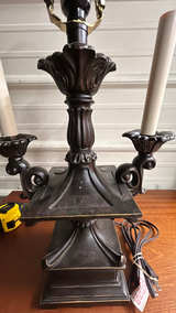 Vintage Black & Gold Candelabra Table Lamp - Image 3