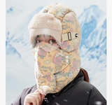 Blue Hat with Mask Goggles, Waterproof Fleece Lined Hood,Winter Full Cover Hats - Image 3