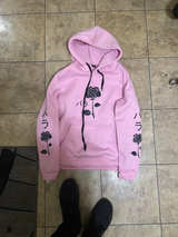 Pink Rose Japanese Text Hoodie - Image 1