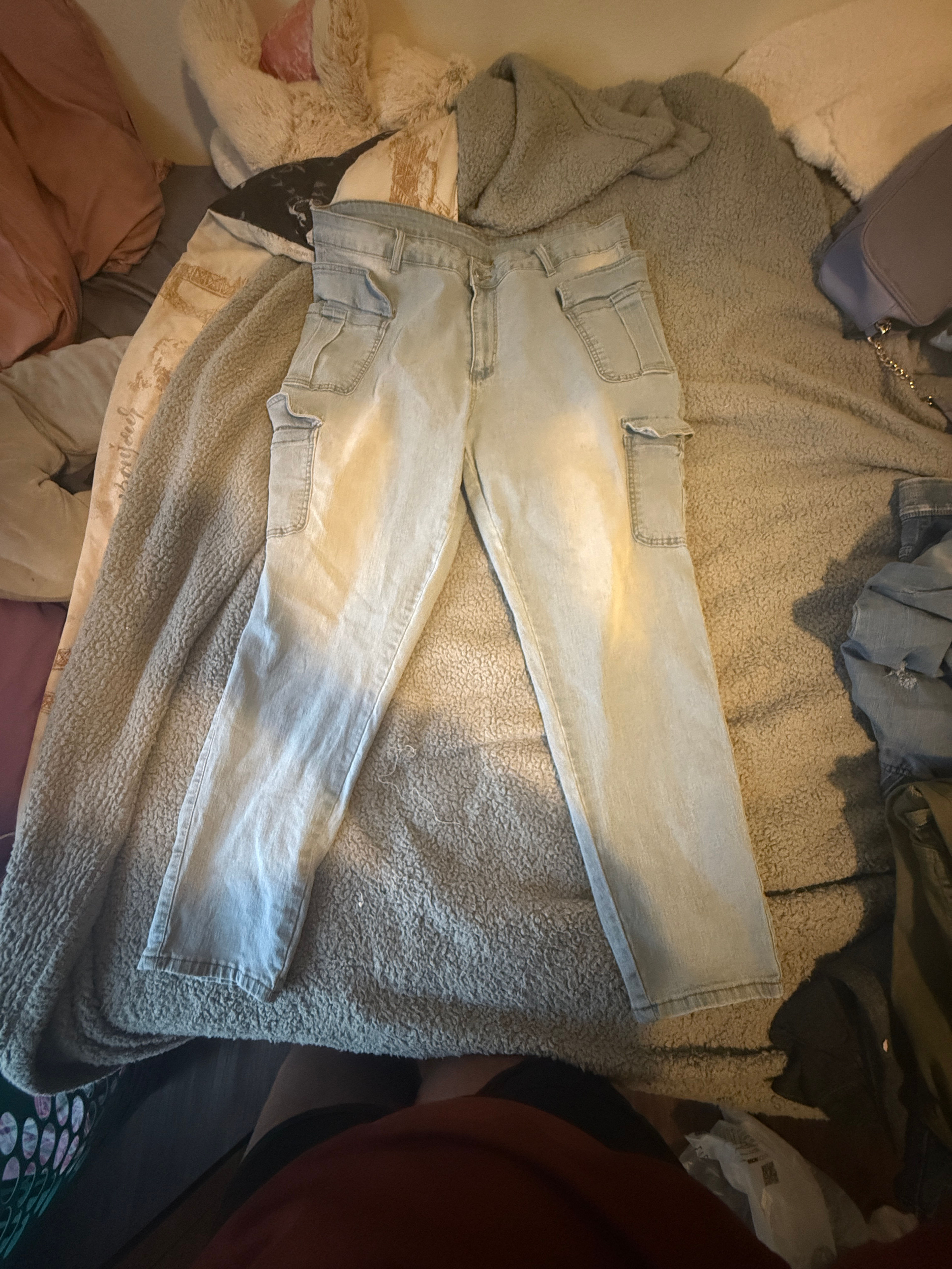 Light Wash Cargo Jeans