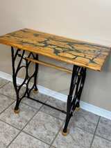 Co-Ala Lichtenberg Resin Wood Console Table with Cast Iron Base - Image 4