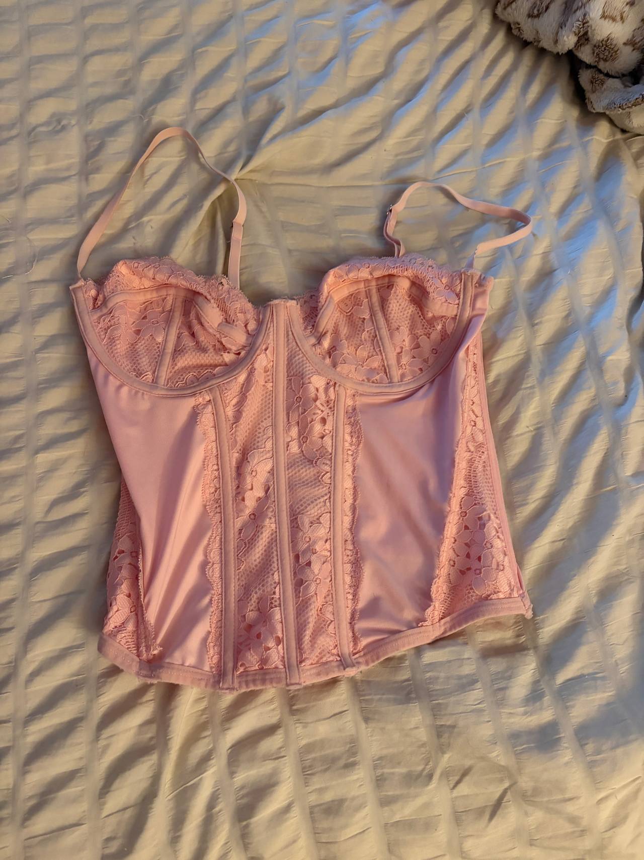 Pink Lace Bustier Corset Top