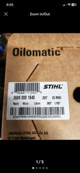 STIHL Oilomatic Rapid Micro 3 (RM3) Chainsaw Chain .325" 1.6mm (.063") 100 Drive Links - Image 1